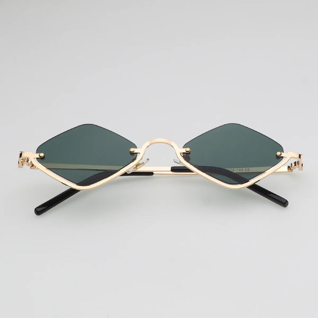 Fashion Small Polygonal Sunglasses Women Luxury Brand Metal Half Frame Sun Glasses Ladies Hipster sexy Cat Eye Shades Vintage