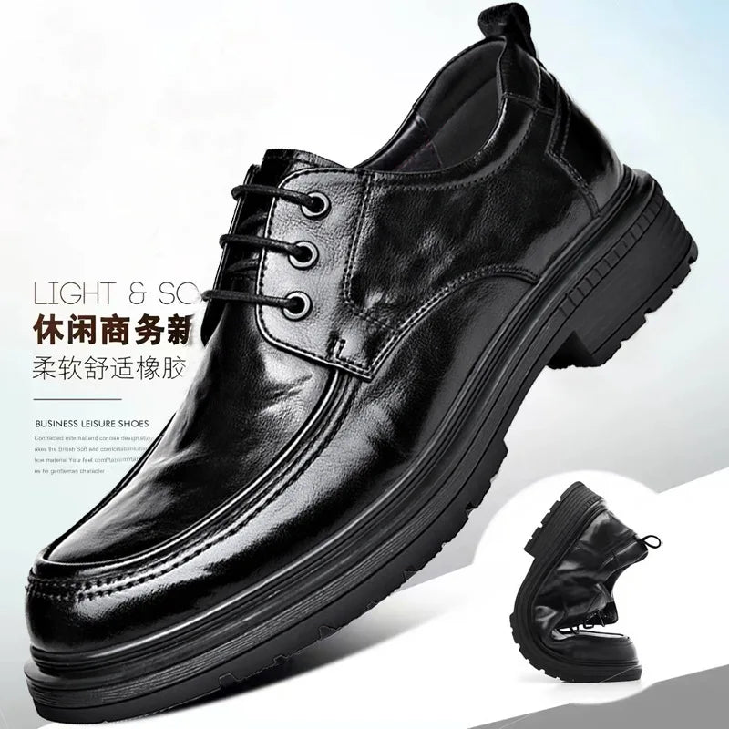 Business Formal Black Lace-up Style Leather Shoes for Men Spring Autumn New Designer Dress Shoes Male British Style Wedding Shoe