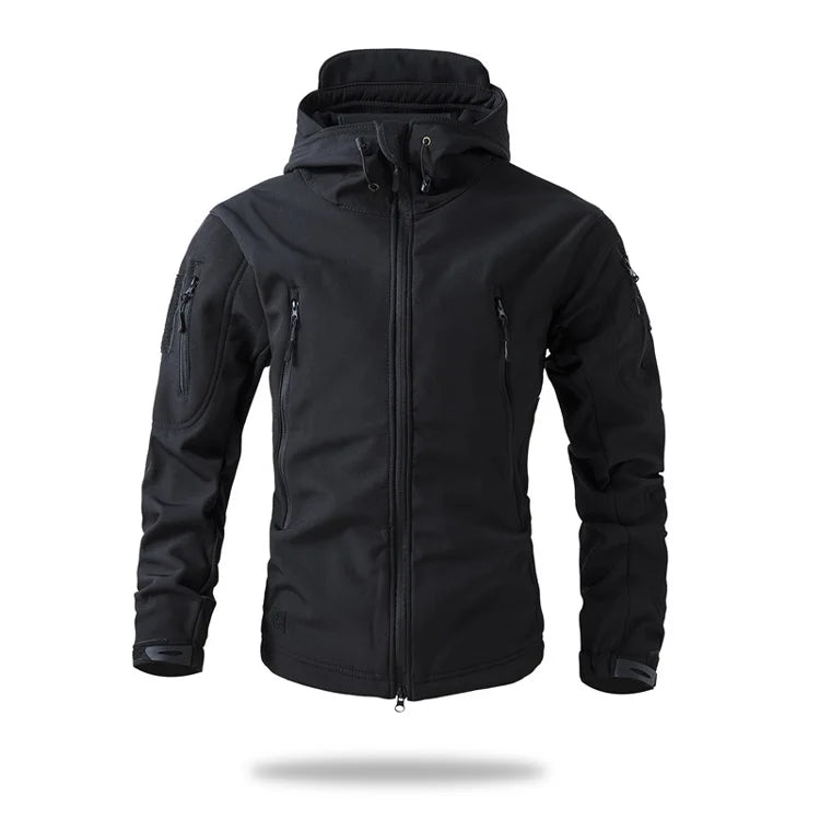New Soft Shell Tactical Jacket  Men Winter Fleece Hooded Coat Hunting Clothes Outdoor Camouflage CS Tops Waterproof Windproof