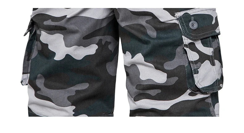 Men's Camo Shorts Summer Casual Half Pants Camouflage Outdoor Sports Short Pants Side Pocket Cotton Breathable Shorts