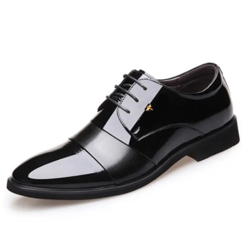 New Men Round Toe Leather Shoes Business Casual Office Summer Flat Big Size Elevator Shoes Wedding Formal Loafers