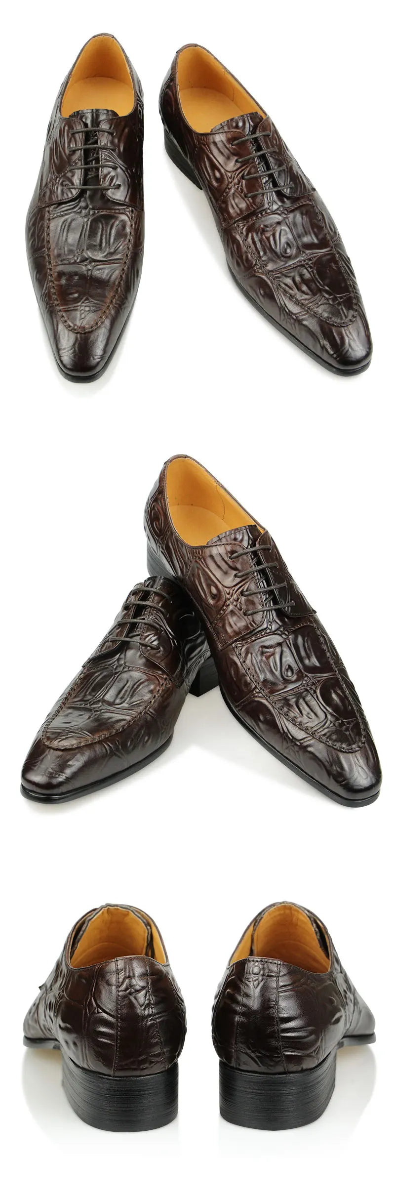 Luxury Men Leather Shoes Hand Stitched Derby Crocodile Skin Prints Mens Leather Casual Shoes Office Dress Customized Service