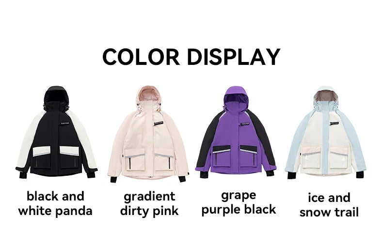Brand Men Women Ski Jacket Winter Warm Windproof Waterproof Ski Suit Outdoor Sports Snowboard Coat Splicing double plate