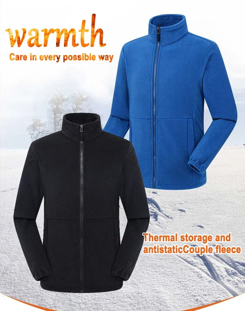 Men Polar Fleece Jackets Winter Windproof Thermal Soft Shell Jacket Outdoor Sports Hiking Camping Skiing Climbing Warm Coat