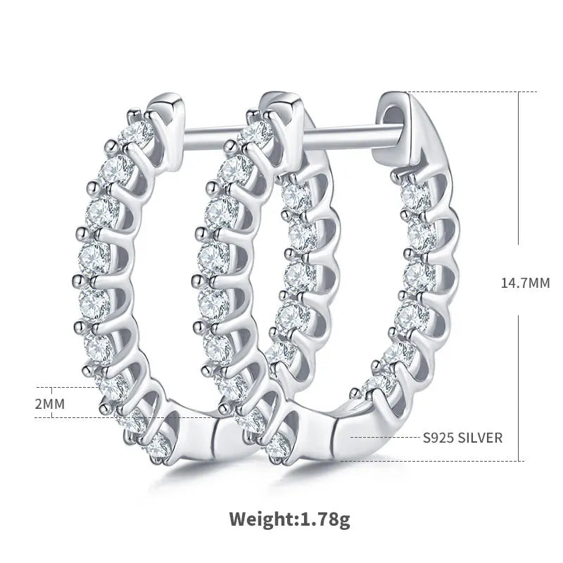 D VVS1 Moissanite Hoop Earrings for Women Sparking Diamond with GRA Original s925 Sterling Silver Plated 18k Earring