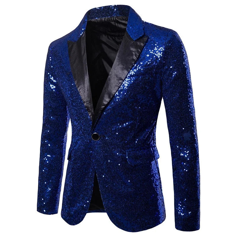European and American Hosting Performance Dress High End Men's Gold Sequin Suit Korean Version Slim Fit Studio Suit Jacket