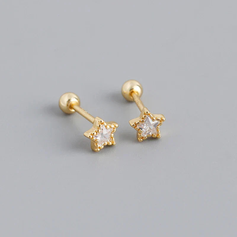 925 Sterling Silver Fashion Korean Petal Screw Bead Stud Earrings for Women Charm Ear Bone Piercing Jewelry Accessories