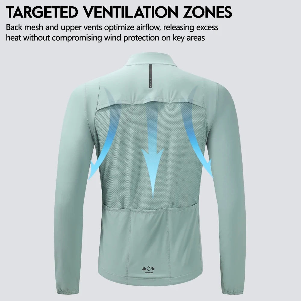Men's Windbreaker Packable Cycling Jacket Windproof Bicycle Coat Bike Clothes MTB Jackets UPF50+ Sun Protection Lightweight