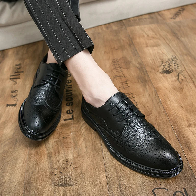 Designer Business Oxfords Formal Wedding Mens Derby Italian Original Crocodile Leather Dress Office Loafers Casual Shoes for Men