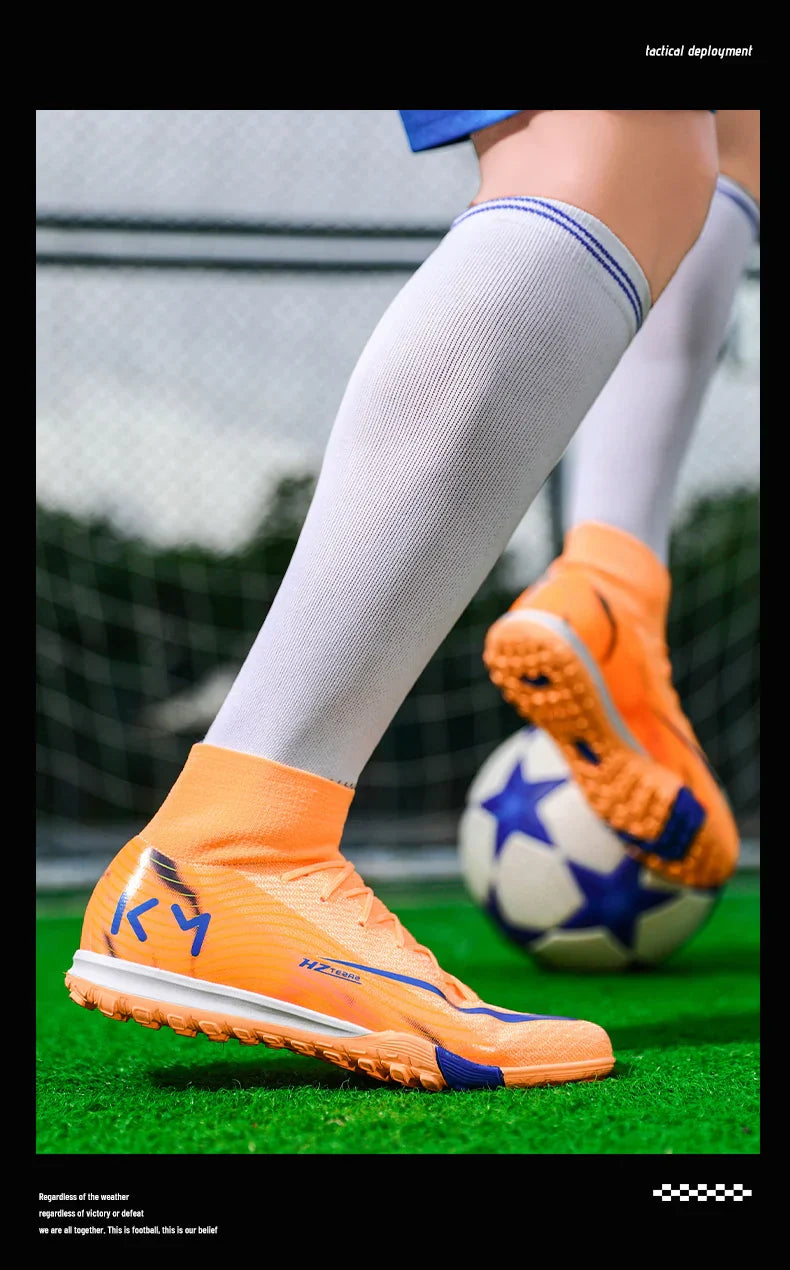 New Men Soccer Shoes Boys Cleats Adult Outdoor Breathable Football Boots Training Sport Long Spikes Non Slip Match Comfortable