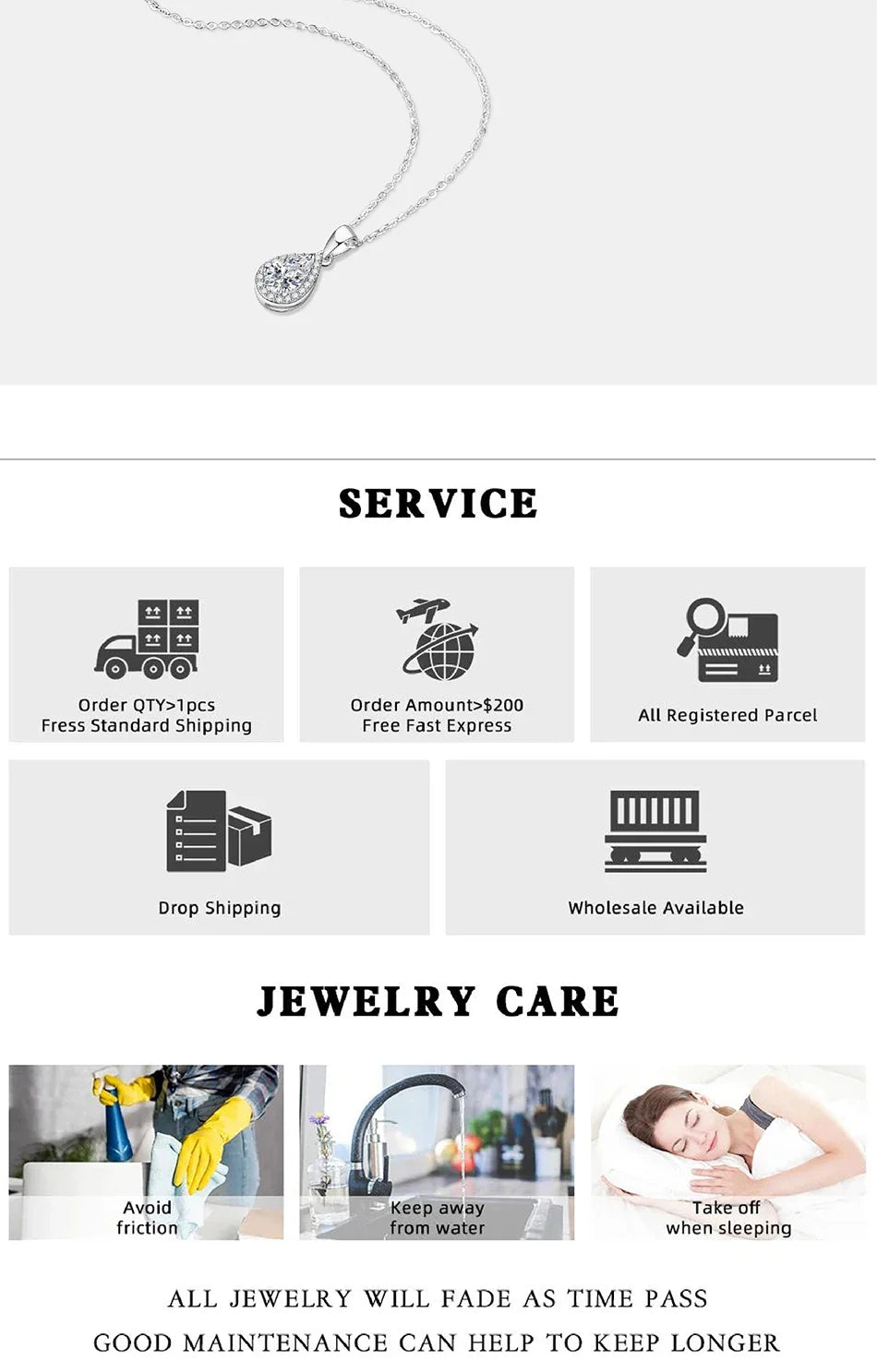 1CT Pear Cut Moissanite Necklace for Women S925 Pure Silver Sparkling Diamond Pendant Luxury Jewelry Party Gift