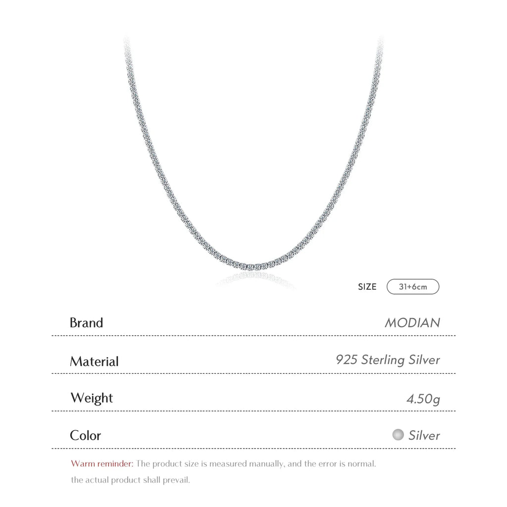 Classic Luxury Full Clear CZ Necklace Solid 925 Sterling Silver Sparkling Choker Necklaces For Women Statement Jewelry