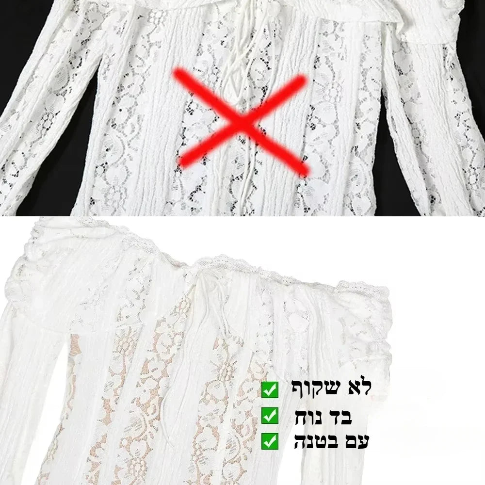 Lace Slim Mini Dress for Women Off The Shoulder Sexy Long Sleeves Club Party Dresses Bodycon Elegant Autumn Dress