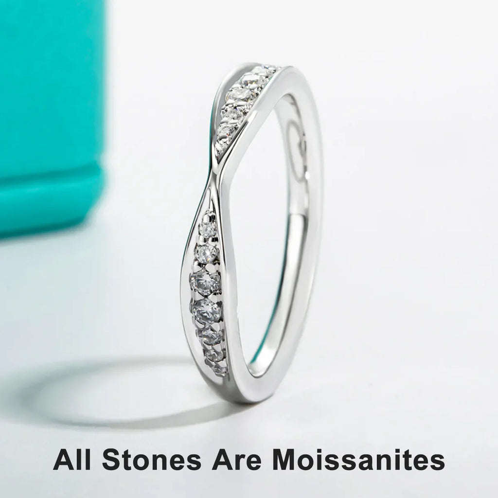 Bow Tie D Color Moissanite Wedding Band Rings Classic 18K Gold Plated 925 Sterling Silver Rings For Women Jewelry