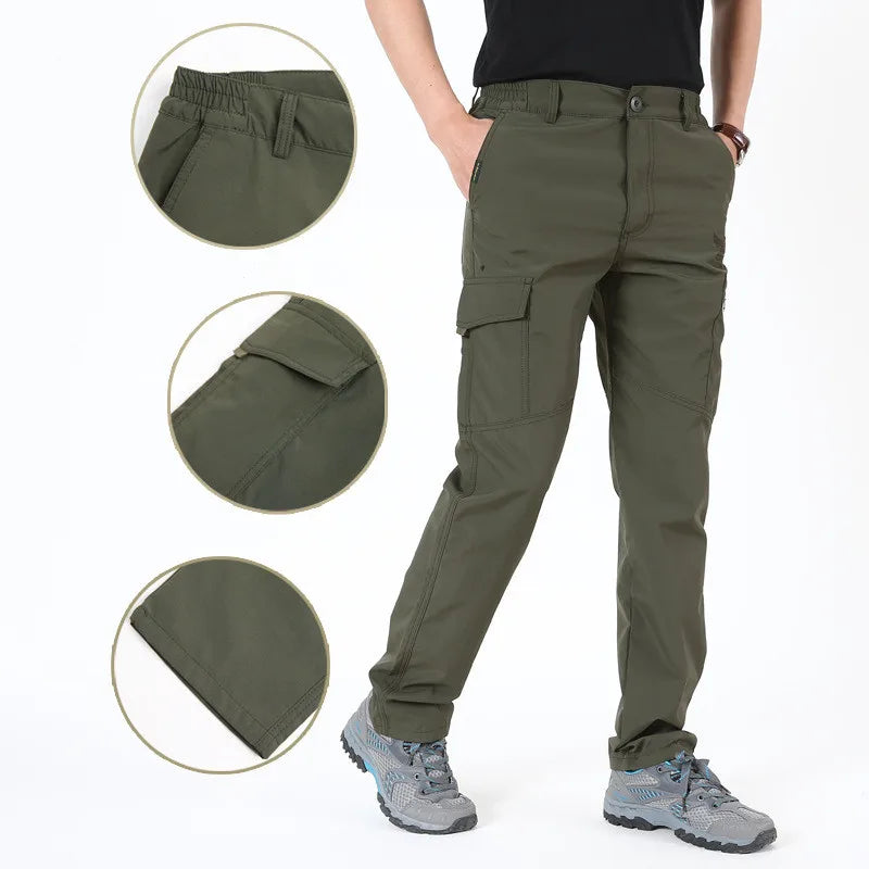 Outdoor Work Pants Men Spring Autumn Casual Cargo Trousers Waterproof Hiking Pants Elastic Waist Travel Workwear Tactical Pants