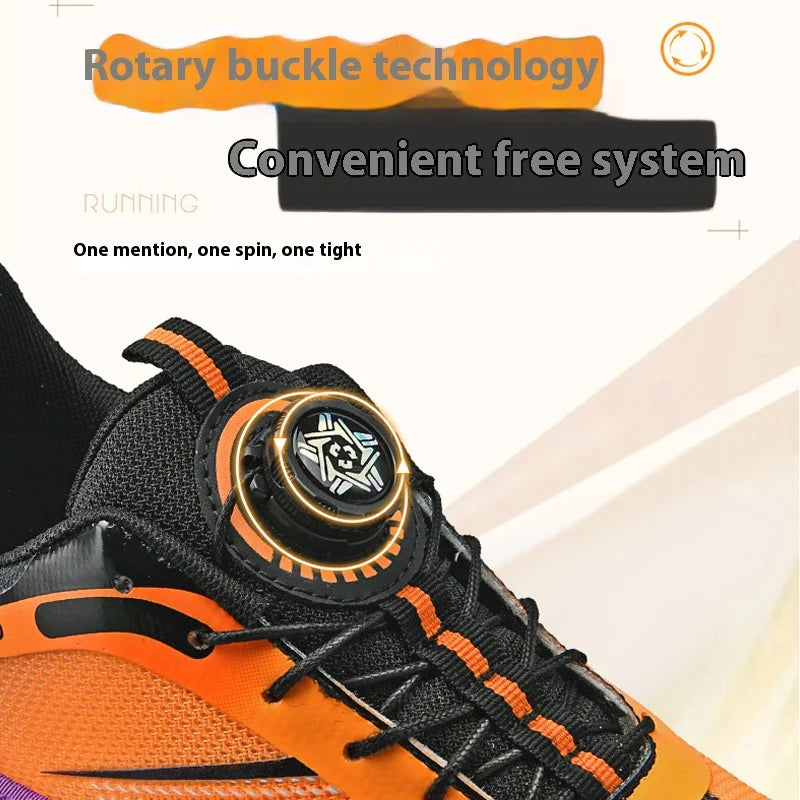 Family carbon plate running shoes for Boys Big Boys Student rotating button Technology TPU+ Popcorn high pop sneakers for girls