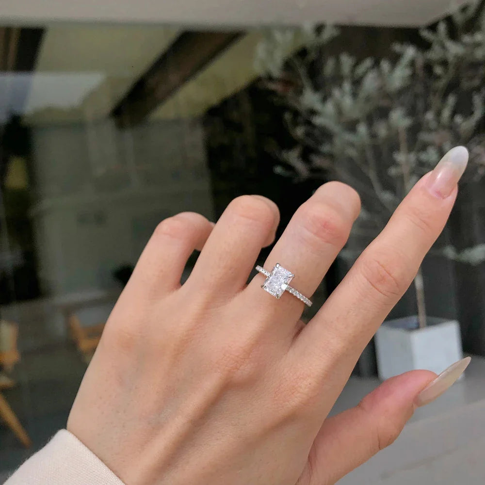 18K Gold Plated 925 Sterling Silver Crushed Ice Cut Lab Sapphire Gemstone Wedding Party Fine Jewelry Rings Wholesale