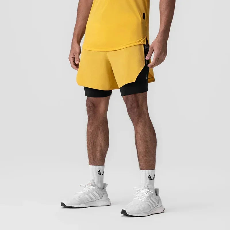 Men's Gym Shorts 2 in 1 Quick Dry Running Shorts Basketball Jogger Summer Fitness Workout Short Pants Bodybuilding Activewear