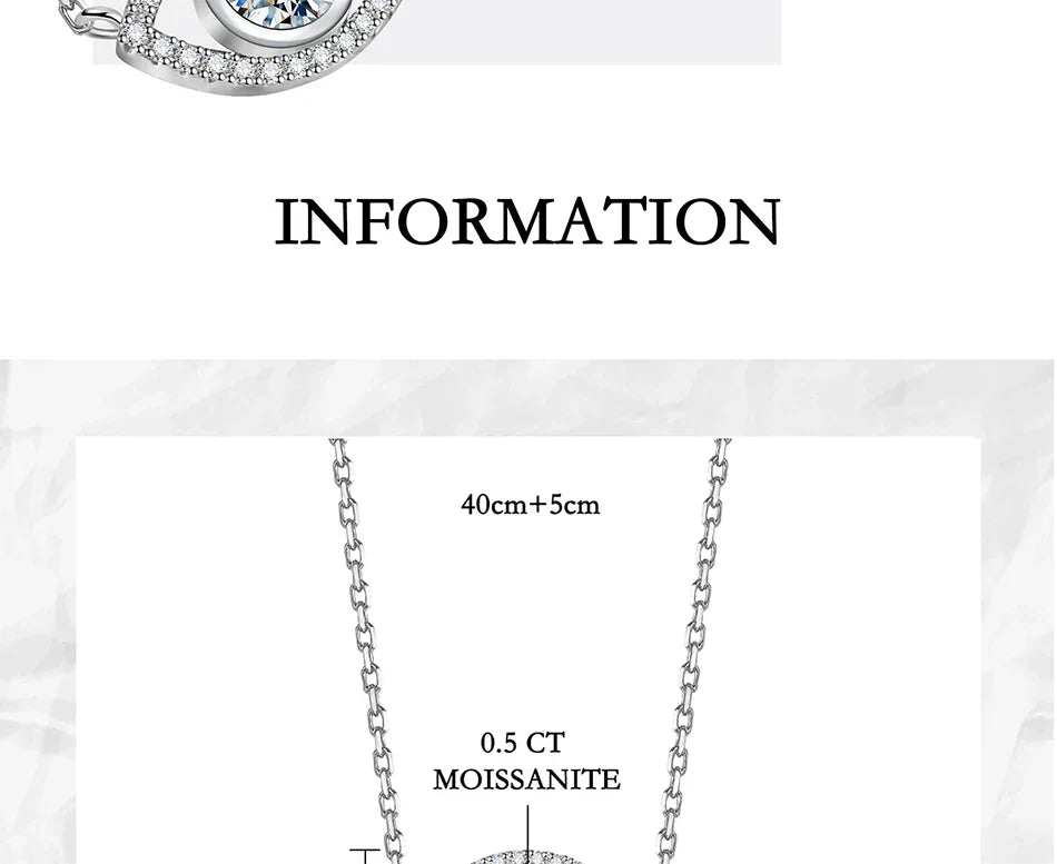 0.5CT Moissanite Necklace for Women S925 Pure Silver eye Pendant Laboratory Diamond  Certified High-end Fashion Jewelry