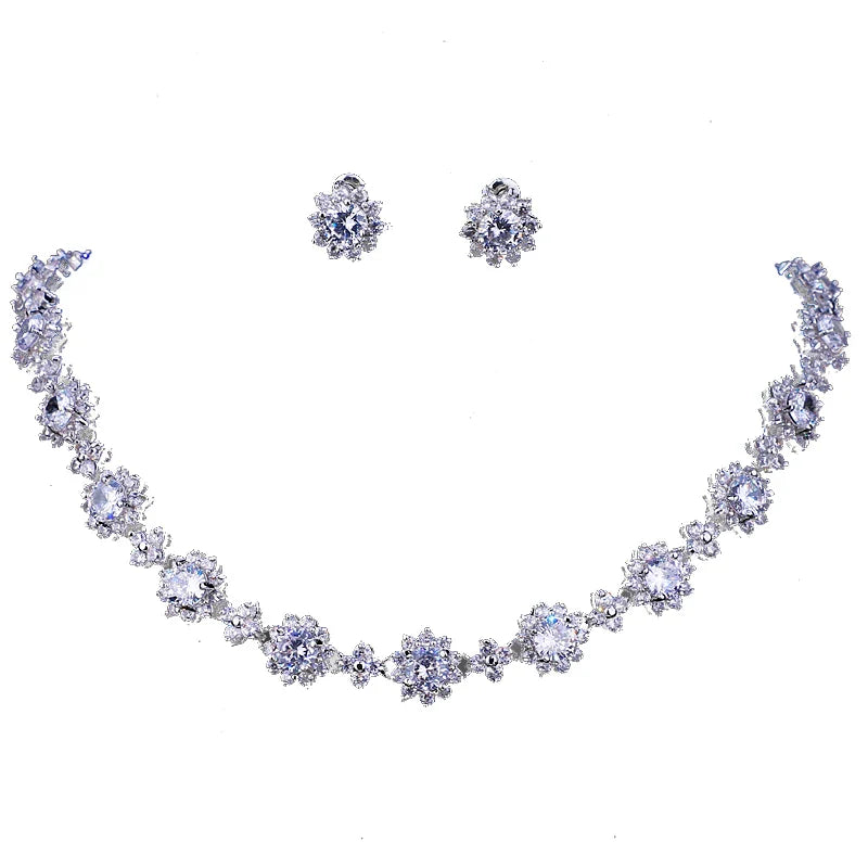 Classic Hot Sale 5 Colors Options High Quality Round Zirconia Jewelry Sets for Elegant Women Wedding Dress Accessories