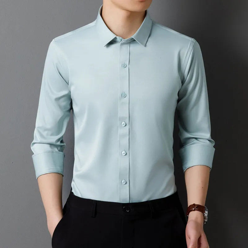 Men's Long Sleeved Shirt Classic Solid Color Soft Comfortable