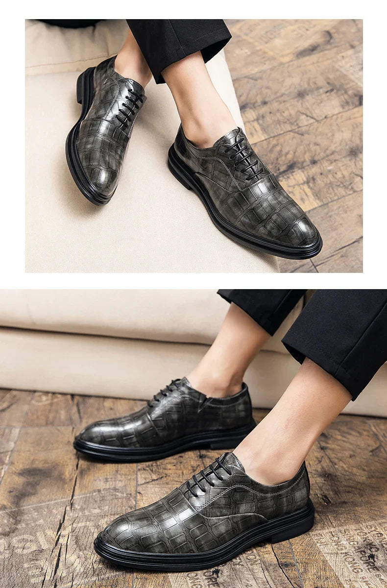 Men's Pointed Oxford Dress Shoes Leather Casual Office Wedding Shoes Gentleman Luxury High Quality 2026 Fashion