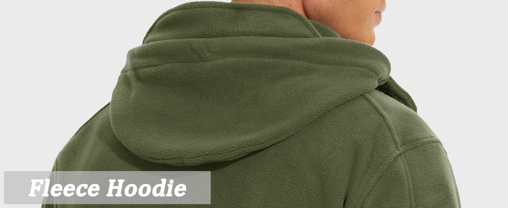 Fall Winter Men's Hooded Fleece Jacket Full Zip Up Soft Warmth Windproof Coat Outdoors Working Hiking Fishing Outerwear