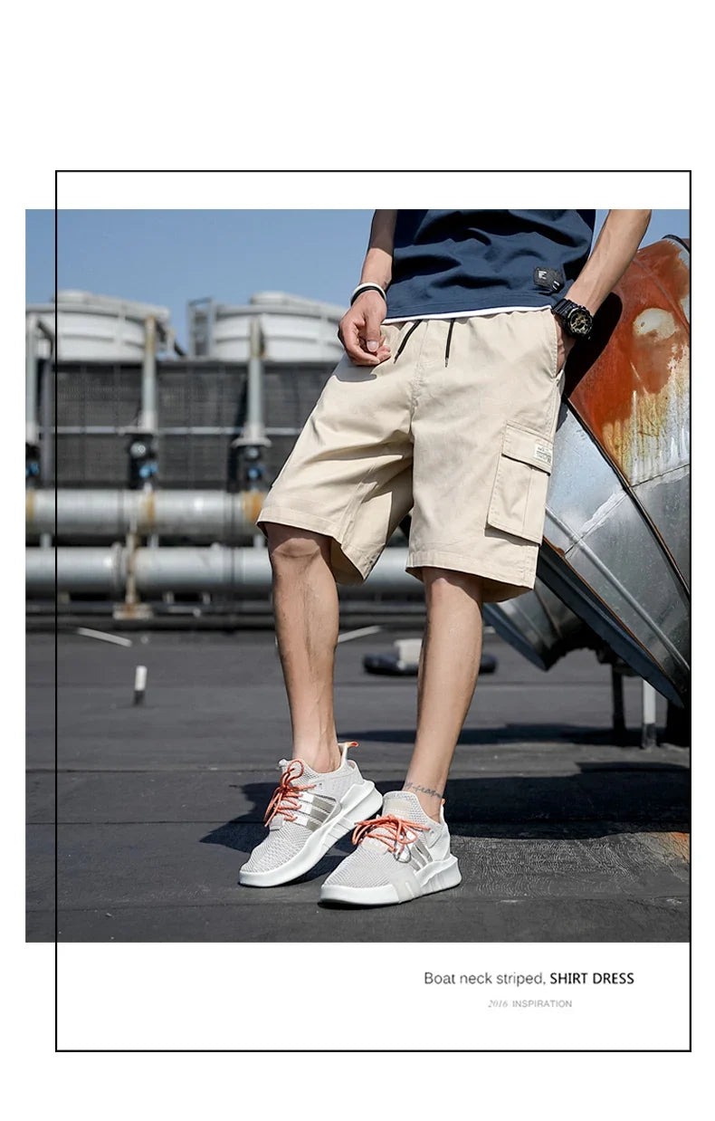 Plus Size Shorts Casual Summer Elastic Waist Cargo Short Men Streetwear Y2k Camouflage Fashion Bermuda Male Side Pocket Breeches