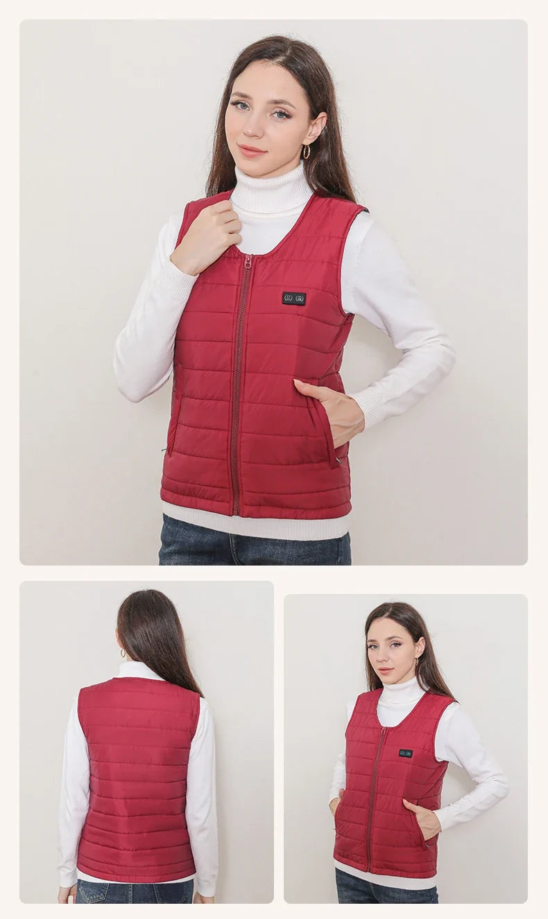 New Winter Unisex V-Neck 22 Zone Heat Resistant Warm Vest Middle-Aged And Elderly People Worn Both Inside And Outside Waistcoat