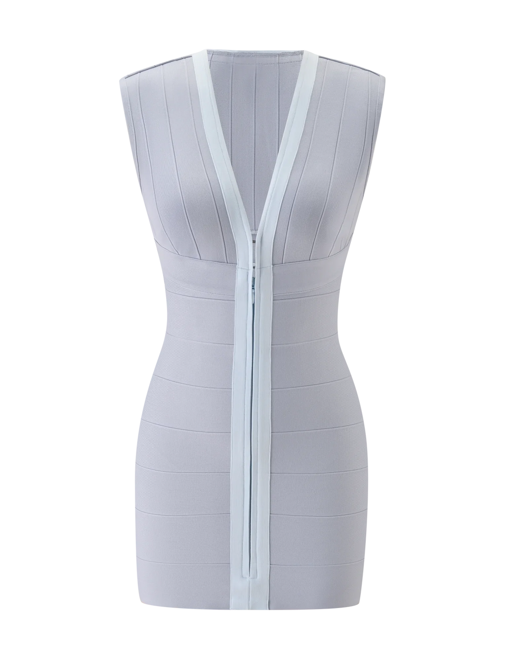 Front Zip V Neck Bandage Mini Dress For Women Sexy Sleeveless Bodycon Skirt Lady's 2026 New Summer Nightclub Dating Party Frock