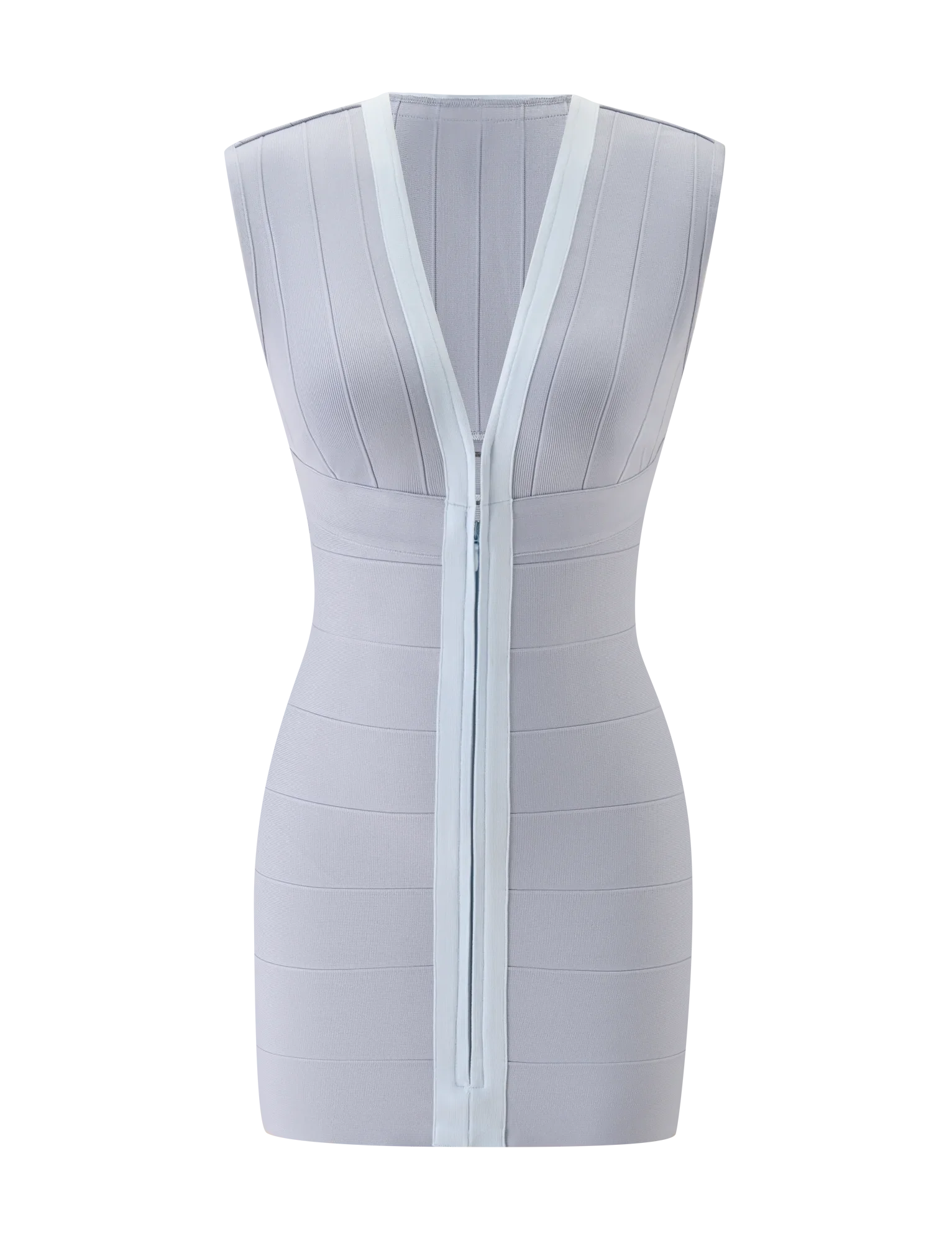 Front Zip V Neck Bandage Mini Dress For Women Sexy Sleeveless Bodycon Skirt Lady's 2026 New Summer Nightclub Dating Party Frock