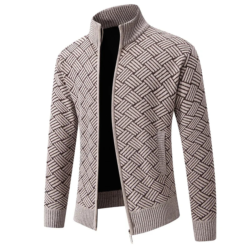 Mens Thickened Cardigan Full Zipper Fleeced Sweaters Knit Jackets Hooded Sweater Coat Autumn Winter Padded Clothes