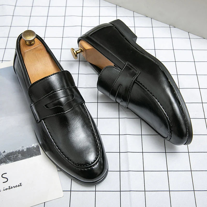 2026 Spring and Autumn Loafers Men Slip-On Business Formal Casual Shoes Brown MenShoes Leather Men Dress Shoes Large Size 38-48