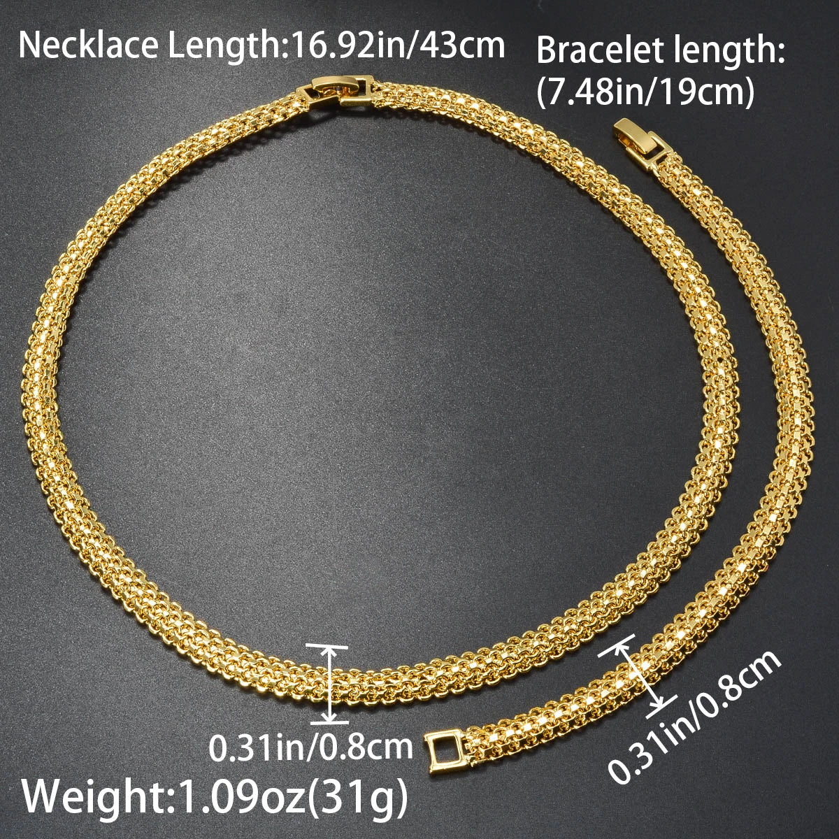 New Italian Chain Necklace Bracelet for Women Friendship Friend Metal Hip Hop Bangle Ladies Wedding Jewelry Set Pulseras Mujer