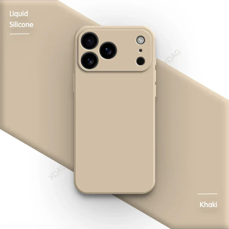 جراب هاتف أصلي من السيليكون السائل لهاتف iPhone 17 Pro Max Air 17Pro 17Max 5G بحافة مستقيمة وحماية للعدسة غطاء خلفي ناعم أساسي