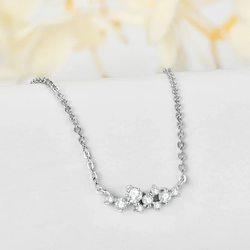 Moissanite Diamond Necklace Ring 925 Sterling Silver Cluster Pendant Jewelry Set For Women Laides Engagement Rings Gift