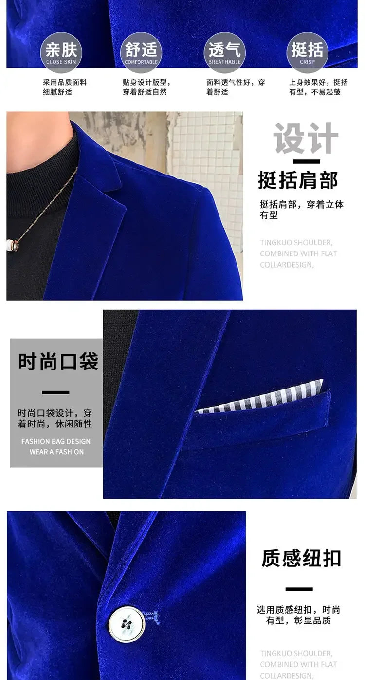 Mens Blazer Men's Fashion Business Corduroy Shirt Gentleman British Style Casual Slim-fit Wedding Work  Mens Blazer Jacket  5XL
