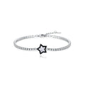 925 Sterling Silver Shinning Stars Zirconia Black Enamel Tennis Bracelets For Women Vacation Fine Jewelry