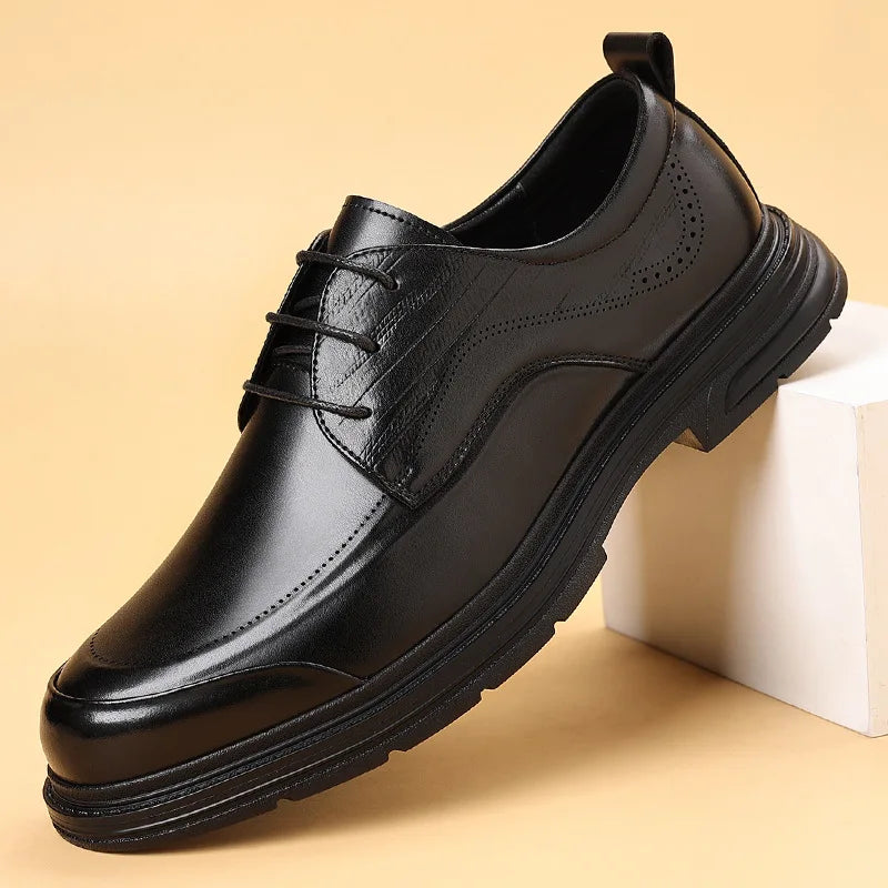 British Retro Formal Leather Shoes for Men Autumn New Designer Platform Dress Shoes Male Fashion Lace Commuter Office Shoe Man