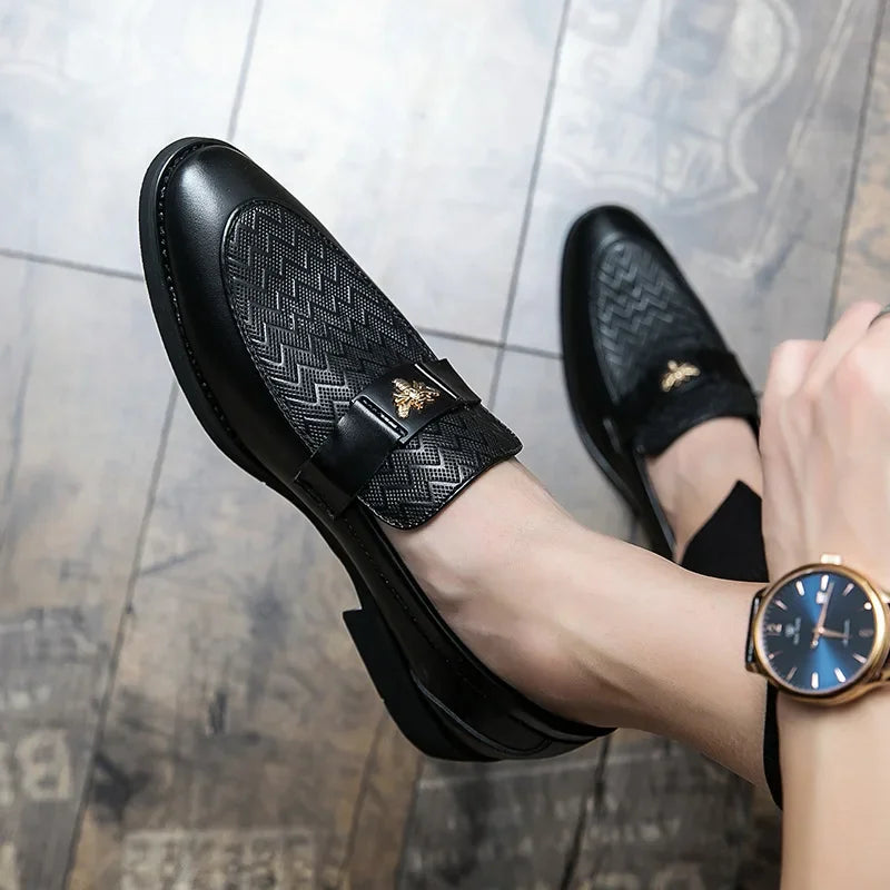 Men's Business Casual Shoes Autumn British Style Pointed Toe Formal Leather Shoes Easy to Wear Black Suit Wedding Shoes
