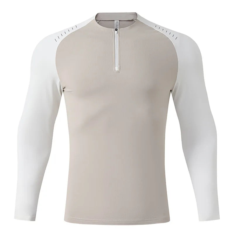 Outdoor Sports Stand-up Collar Long-sleeved Quick-drying Clothes Autumn Half-zipper Top Cycling Running Yoga Gym Fitness T-shirt