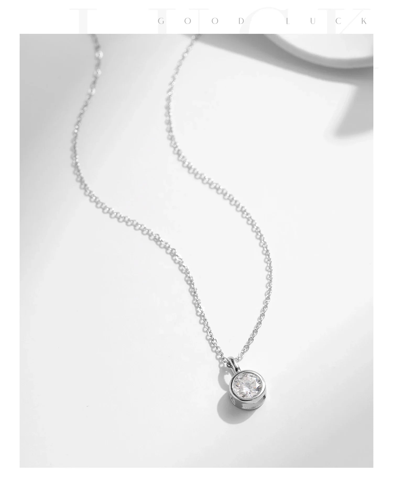 1 Carat D Color Round Bezel Setting Moissanite Pendant Necklace 925 Silver Lab Diamond Women Jewelry With Certificate Box