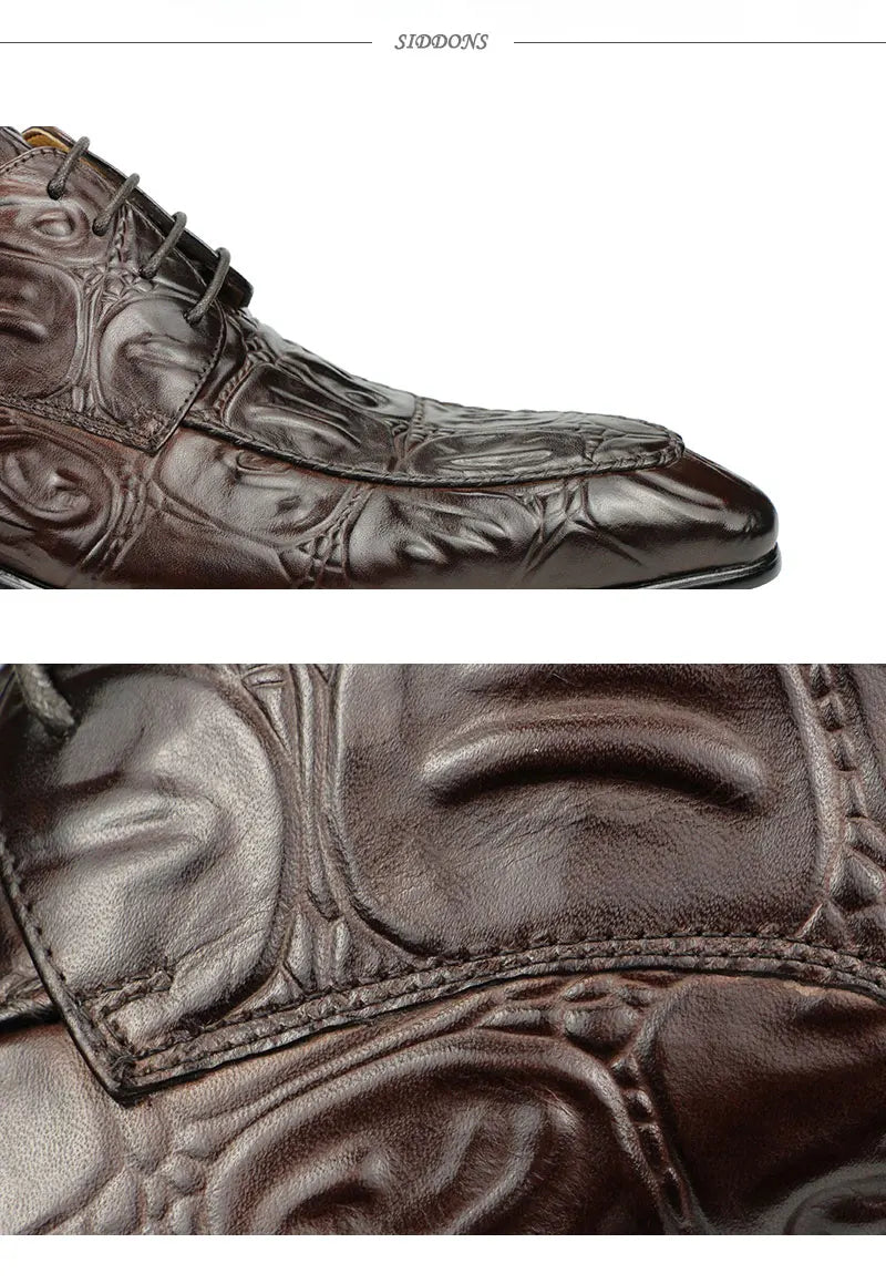 Luxury Men Leather Shoes Hand Stitched Derby Crocodile Skin Prints Mens Leather Casual Shoes Office Dress Customized Service