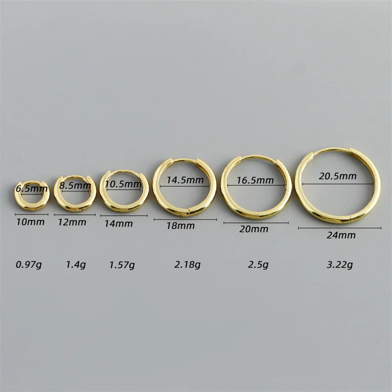 925 Sterling Silver Simple Matte Bohemian Round Ear Buckle for Women Punk Unisex Rock Hoop Earring Jewelry Accessories