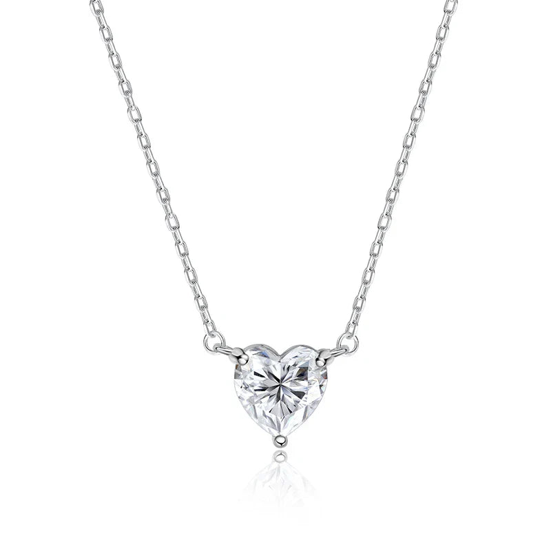 1CT 2CT 3CT Heart Cut Certified Moissanite Necklace for Women 18k Gold Plated Jewelry Sterling Silver S925 Pendant Chain