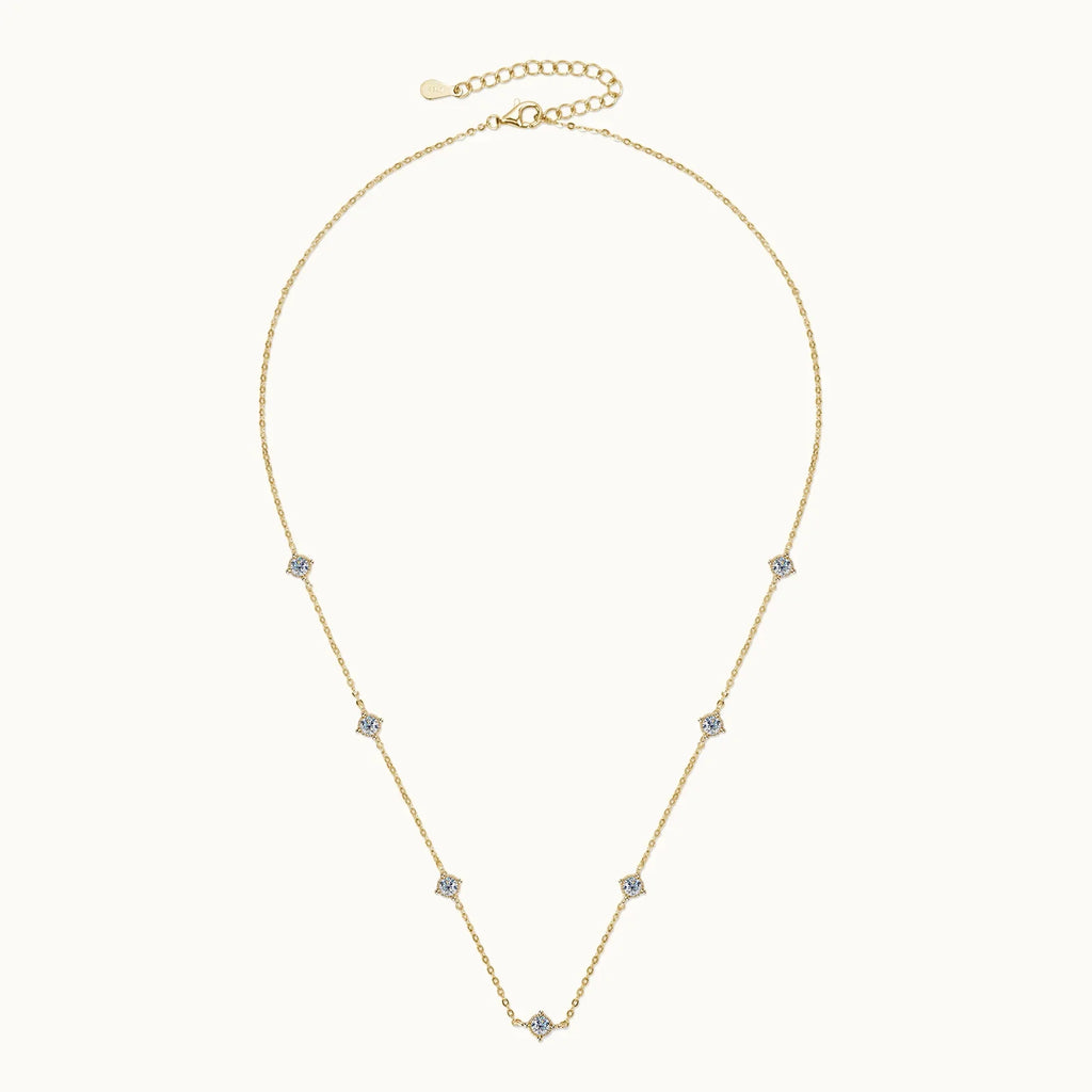 3mm Moissanite Diamond Necklaces for Women Dainty 18k Gold Plated/925 Sterling Silver Neck Chain Female Trendy Jewelry