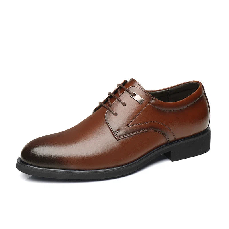 Mens Black Genuine Leather Perforated Metal Decor Lace Up Formal Business Office Breathable Summer Shoes Hollow Stylish Simple