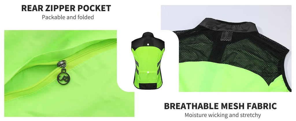 Men’s Cycling Windbreaker Jacket Waterproof Windproof Reflective Bike Coat Lightweight Outdoor Sports Apparel Portable