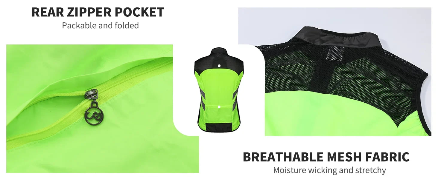 Men’s Cycling Windbreaker Jacket Waterproof Windproof Reflective Bike Coat Lightweight Outdoor Sports Apparel Portable