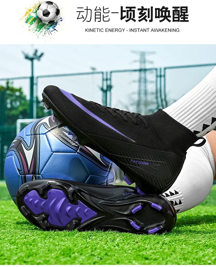 New Men Football Boots Match Long Spikes Soccer Shoes Cleats Boys Comfortable Training Sport Adult Breathable Outdoor Non Slip
